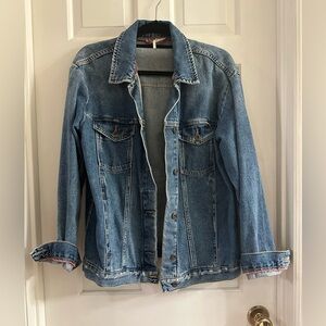 Free People Over Sized Distressed Denim Jacket Small